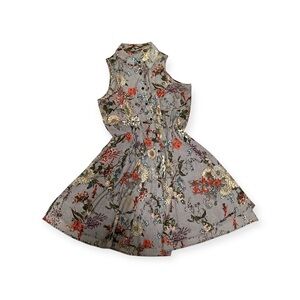 Nautical Stripped Floral Shirt Neck Sleeveless Dress Plus Size 1X